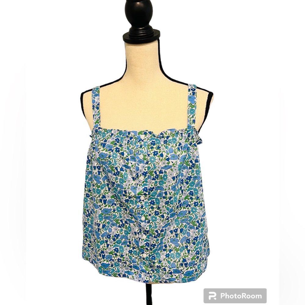 NWT J Crew/Liberty of London Poppy &Daisy floral button front tank top S - Picture 2 of 11
